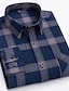 cheap Dress Shirts-Men&#039;s Plaid / Striped / Chevron / Round Office &amp; Career Daily Wear Dark Red Wine Red Dark Navy Long Sleeve Shirt Collar All Seasons Clothing Apparel Cross