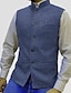 olcso Mellények-férfi tweed alkalmi üzleti mellények könnyű mellény egyszínű, testre szabott egymellű ötgombos ezüst fekete piros 2024