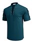 abordables Vacances-Homme Chemise Chemise en lin Chemise Décontractée Chemise de Plage Uni Vacances Hawaïen Noir Blanche Bleu Marron Manche Courte Col montant Printemps &amp; Été Vêtement Tenue Basique