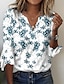 abordables T-shirts Femme-Femme T shirt Tee Chemise Henley Shirt Floral Vacances Fin de semaine Imprimer Noir Manches 3/4 du quotidien basique Col V Automne hiver