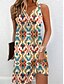 Χαμηλού Κόστους Print Φορέματα-Γυναικεία Αμάνικο φόρεμα Φλοράλ Στάμπα Κουμπί Στάμπα Διχασμένος λαιμός Μίνι φόρεμα Καθημερινά Ημερομηνία Αμάνικο Καλοκαίρι Άνοιξη