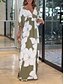 abordables Robes à motifs-Femme Mousseline de soie Robe Trapèze Floral Imprimer Col V Robe longue maxi du quotidien Vacances Demi Manches Eté Printemps