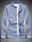 cheap Men&#039;s Button Up Shirts-Men&#039;s Shirt Button Up Shirt Summer Shirt Casual Shirt White Navy Blue Blue Light Grey Light Blue Long Sleeve Plain Solid Colored Standing Collar Work Daily Clothing Apparel Basic Casual