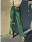 cheap Party women&#039;s Pants-Women&#039;s Leather Pants Maillard Trousers Full Length Faux Leather Pocket Micro-elastic High Waist Streetwear Simple Party Outdoor Black Army Green S M Summer Spring