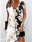 olcso Mintás ruhák-Női hétköznapi ruha Virágos Nyomtatott V-alakú Mini ruha Napi Vakáció Rövid ujjú Nyár Tavasz