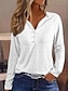 ieftine Bluze simple pentru femei-Pentru femei Tricou Cămașă Henley Simplu Buton Zilnic Sfârșit de săptămână Elegant Modă De Bază Manșon Lung În V Negru Toamna iarna