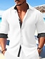 cheap Cotton Linen Shirt-Men&#039;s Shirt Linen Shirt Button Up Shirt Casual Shirt Summer Shirt Beach Shirt Black White Blue Long Sleeve Polka Dot Turndown Spring &amp; Summer Casual Daily Clothing Apparel
