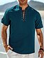 abordables Vacances-Homme Chemise Chemise en lin Chemise Décontractée Chemise de Plage Uni Vacances Hawaïen Noir Blanche Bleu Marron Manche Courte Col montant Printemps &amp; Été Vêtement Tenue Basique