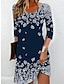 cheap Print Dresses-Women&#039;s Floral Geometric Print V Neck Mini Dress Daily Vacation Long Sleeve Summer Spring