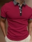 cheap Classic Polo-Men&#039;s Button Up Polos Polo Shirt Casual Sports Lapel Short Sleeve Fashion Basic Color Block Patchwork Button Summer Regular Fit Black White Red Brown Button Up Polos