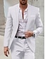 お買い得  スーツ-ブラック ホワイト アイボリー メンズ ウェディング スーツ ソリッド カラー 2 ピース テーラード フィット シングルブレスト 1 ボタン 2024