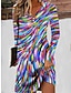 cheap Print Dresses-Women&#039;s Print Split Neck Mini Dress Daily Date Long Sleeve Summer Spring