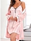 cheap Women&#039;s Sleepwear-Women&#039;s Pajamas Robes Gown Nightshirt Dress 2 Pieces Pure Color Fashion Casual Soft Home Daily Bed Polyester Breathable Straps Long Sleeve Summer Fall Black Pink