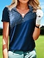 baratos Roupas de golfe feminino-Mulheres Camisa polo de caminhada Azul Marinho Escuro Manga Curta Proteção Solar Blusas Roupas femininas de golfe, roupas, roupas, roupas