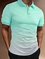 cheap Classic Polo-Men&#039;s Button Up Polos Golf Shirt Casual Holiday Lapel Short Sleeve Fashion Basic Gradient Button Summer Regular Fit Yellow Pink Green Button Up Polos
