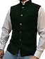 baratos Coletes-Tweed masculino casual negócios coletes leve cor sólida sob medida ajuste único breasted cinco botões prata preto vermelho 2024