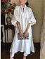 cheap Satin Dresses-Women&#039;s White Dress Party Dress Satin Dress Split 3/4 Length Sleeve Midi Dress Vacation White Summer Spring