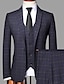 olcso Öltönyök-férfi tweed esküvői öltöny 3 részes kockás kockás szabott egymellű egygombos őszi/téli fekete királykék 2024