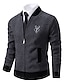 cheap Men&#039;s Cardigan Sweater-Men&#039;s Sweater Cardigan Sweater Ribbed Knit Regular Knitted Stand Collar Warm Ups Modern Contemporary Back to School Daily Wear Clothing Apparel Fall &amp; Winter Black Dark Grey S M L