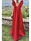 Χαμηλού Κόστους Βραδινά Φορέματα-βραδινό φόρεμα σε γραμμή γαμήλιο φόρεμα καλεσμένων κόκκινο πράσινο φόρεμα επίσημο νυφικό σκούπισμα / πινέλο τρενάκι αμάνικο v λαιμό charmeuse με πιέτες 2024