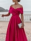 cheap Evening Dresses-A-Line Evening Gown Party Dress Celebrity Style Dress Formal Wedding Court Train Sleeveless Off Shoulder Bridesmaid Dress Satin with Ruched Slit 2024