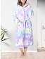 cheap Women&#039;s Robes-Women&#039;s Fleece Robe Bathrobe Pajama Fluffy Fuzzy Robes Gown Star Simple Casual Soft Home Daily Bed Polyester Warm Hoodie Long Sleeve Fall Winter Black Purple