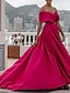 ieftine Rochii de Seară-rochie de seară în formă de linie rochie de petrecere rochie stil celebritate nuntă formală trenă de curte fără mâneci rochie de domnișoară de onoare cu umăr dezactivat din satin cu fante fâșă 2024