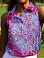 baratos Roupas de golfe feminino-Mulheres Camisa polo de caminhada Azul Sem Manga Proteção Solar Blusas Floral Roupas femininas de golfe, roupas, roupas, roupas