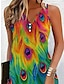 cheap Print Dresses-Women&#039;s Tank Dress Print Split Neck Mini Dress Sleeveless Summer