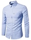 economico Camicie-camicia elegante da uomo vestibilità regolare manica lunga risvolto tinta unita misto cotone blu mare nero bianco 2024