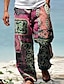 preiswerte Bedruckte Hosen-Herren Hose Hosen Sommerhosen Strandhose Kordelzug Elastische Taille 3D-Druck Grafik-Drucke Blume Komfort Casual Täglich Festtage Strassenmode Hawaiianisch Gelb Rote
