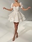 cheap Cocktail Dresses-A-Line Cocktail Dresses Corsets Dress Wedding Guest Birthday Short / Mini Short Sleeve Square Neck Sequined with Pearls Sequin 2024