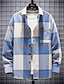 cheap Men&#039;s  Overshirts-Men&#039;s Button Up Shirt Plaid Shirt Overshirt Yellow Red Blue Long Sleeve Plaid Lapel Spring &amp;  Fall Outdoor Daily Clothing Apparel Pocket