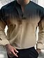 cheap Men&#039;s Casual Shirts-Men&#039;s Shirt Gradient Striped Graphic Prints V Neck Pink Blue Green Khaki Gray Outdoor Street Long Sleeve Print Clothing Apparel Fashion Streetwear Designer Casual
