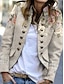 ieftine jachete casual-Pentru femei Sacou Petrecere Imprimeu Floare Comfortabil Stil Artistic Potrivire Largă Îmbrăcăminte exterioară Manșon Lung Toamnă Gri Deschis S