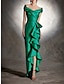 Χαμηλού Κόστους Κοκτέιλ Φορέματα-επίσημο φόρεμα με θήκη κοκτέιλ φορέματα κομψό φόρεμα κόκκινο πράσινο φόρεμα vintage φόρεμα επίσημο καλεσμένο γάμου ασύμμετρο αμάνικο σατέν με βολάν 2024