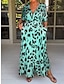 levne Šaty s potiskem-Dámské Leopard Kapsy Tisk Do V Maxi dlouhé šaty Dovolená Krátký rukáv Léto Jaro