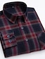 cheap Dress Shirts-Men&#039;s Plaid / Striped / Chevron / Round Office &amp; Career Daily Wear Dark Red Wine Red Dark Navy Long Sleeve Shirt Collar All Seasons Clothing Apparel Cross