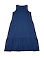Χαμηλού Κόστους σχέδιο βαμβακερά &amp; λινά φορέματα-Γυναικεία Αμάνικο φόρεμα Κλιμακωτό φόρεμα Μακρύ φόρεμα Βαμβακερά λευκά είδη Βολάν στρίφωμα Μονόχρωμο Βασικό Διακοπές Στρογγυλή Ψηλή Λαιμόκοψη Αμάνικο Καλοκαίρι Μαύρο Λευκό