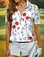 cheap Designer Collection-Women&#039;s Golf Polo Shirt White Red Short Sleeve Sun Protection Top Floral Ladies Golf Attire Clothes Outfits Wear Apparel