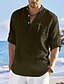 ieftine Cămăși Bumbac-Bărbați cămașă de in Cămașă Cămașă de vară Cămașă de plajă Negru Alb Trifoi Manșon Lung Simplu Guler Primavara vara Zilnic Hawaiian Îmbrăcăminte