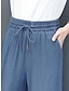 preiswerte Damenhose aus Baumwollleinen-Damen Jeans Hosen Hose Tasche Ausgebeult Hoher Taillenbund In voller Länge Rubinrot Sommer