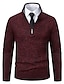 cheap Men&#039;s Pullover Sweater-Men&#039;s Pullover Sweater Jumper Mens Dress Sweaters Quarter Zip Pullover Sweater Ribbed Knit Regular Knitted Stand Collar Modern Contemporary Daily Wear Going out Clothing Apparel Winter Wine Blue S M L