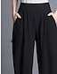 baratos Partes de baixo básicas de mulher-Mulheres Magro Calças Bolsos Cintura Alta Comprimento total Preto Verão