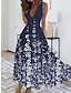 Χαμηλού Κόστους Print Φορέματα-Γυναικεία Φόρεμα σε γραμμή Α Αμάνικο φόρεμα Φύλλο Στάμπα Λαιμόκοψη V Μακρύ φόρεμα Καθημερινά Ημερομηνία Αμάνικο Καλοκαίρι Άνοιξη