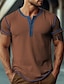 voordelige Casual T-shirts voor heren-Voor heren Wafel Henley-shirt Henley-shirt T-shirt Kleurenblok Henley Straat Vakantie Korte Mouw Lapwerk Kleding Modieus Ontwerper Basic