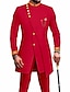 Недорогие Костюмы-Черные, белые, красные мужские костюмы для фестиваля Африки, комплект из 2 предметов, однобортный с рисунком, на заказ, 2024