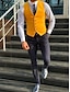 cheap Vests-Men&#039;s Tweed Casual Business Vests Lightweight Waistcoat Solid Color Tailored Fit V Neck Single Breasted Five-buttons Silver White Yellow 2024