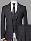 olcso Öltönyök-férfi tweed esküvői öltöny 3 részes kockás kockás szabott egymellű egygombos őszi/téli fekete királykék 2024