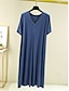 cheap Women&#039;s Nightgowns &amp; Sleepshirts-Women&#039;s Pajamas Nightgown Nightshirt Dress Pure Color Simple Casual Soft Home Daily Bed Modal Breathable V Wire Short Sleeve Summer Fall Lake blue Black